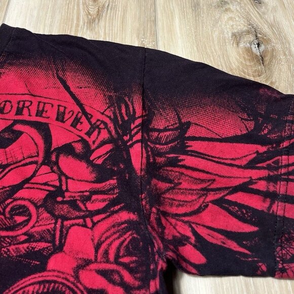 Vintage Grey Star Black/Red Guitar Print Shirt - Men Small - Picture 4 of 16